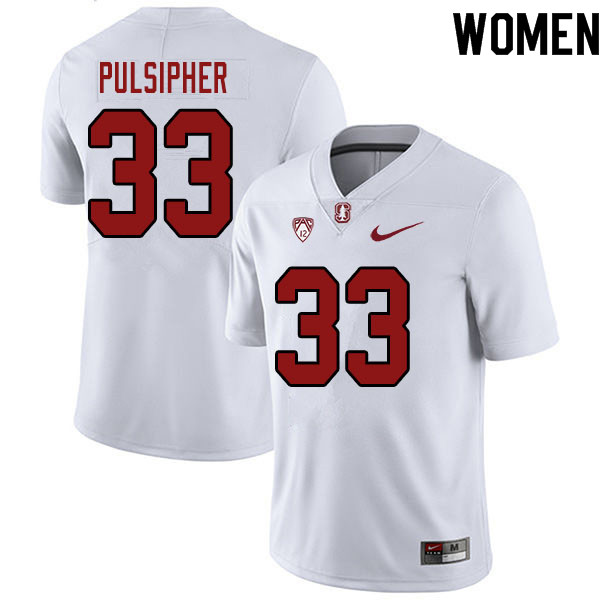 Women #33 Anson Pulsipher Stanford Cardinal College Football Jerseys Sale-White - Click Image to Close